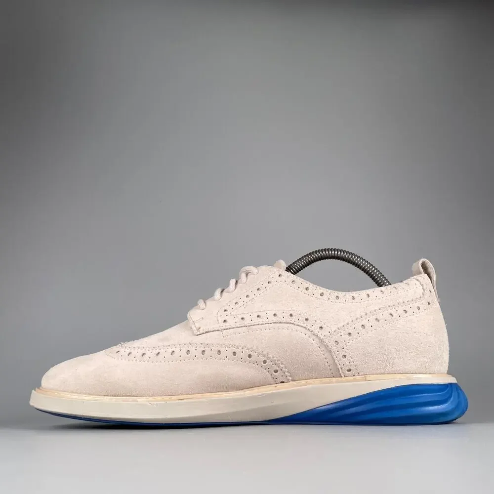 Cole Haan Grand Evolution Mens 9.5 Suede Leather Wingtip Oxfords Dress Shoes EUC